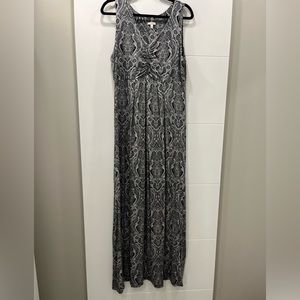 Talbots dress, ankle length, black white paisley knit. Size L (generous fit).
